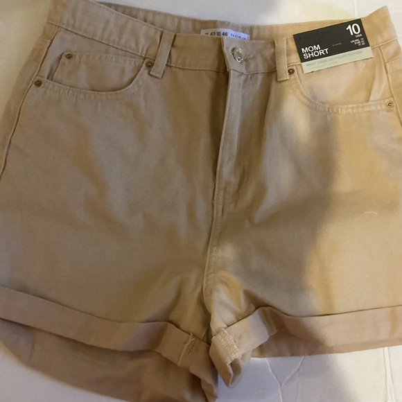 NWT Mom Short size 10 Primark High Waist Khaki/Beige - Picture 1 of 5